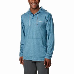 Columbia PFG Slack Tide™ Henley Hoodie Herr Blå (KQSPI4690)